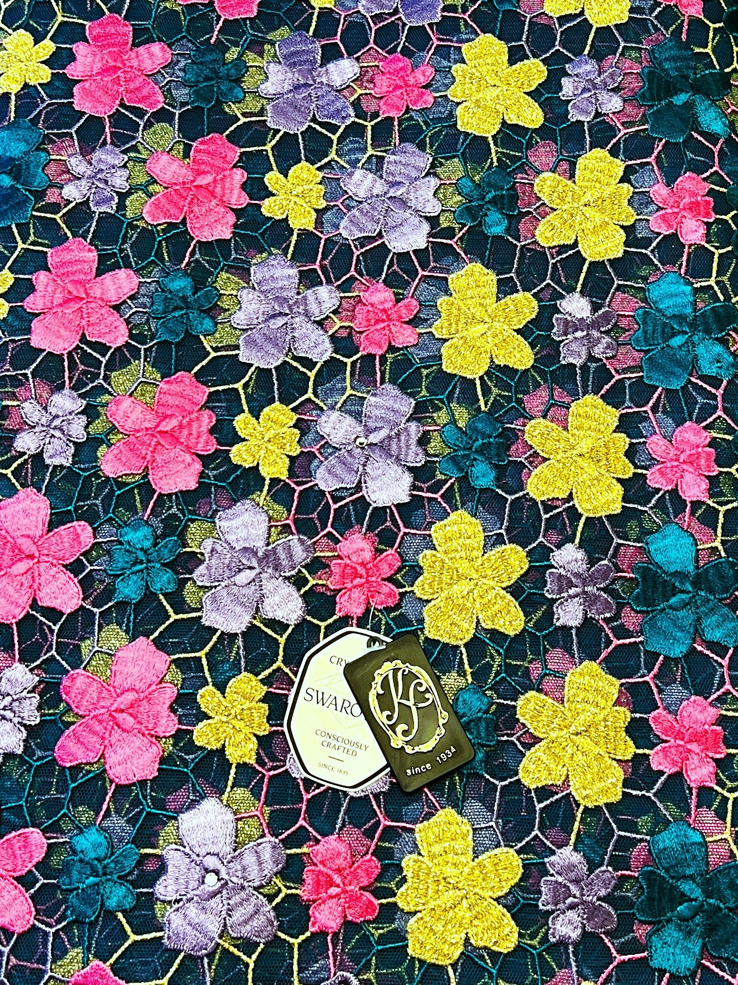 9338N - Swiss Full Net Guipure Lace w/Swarovski
