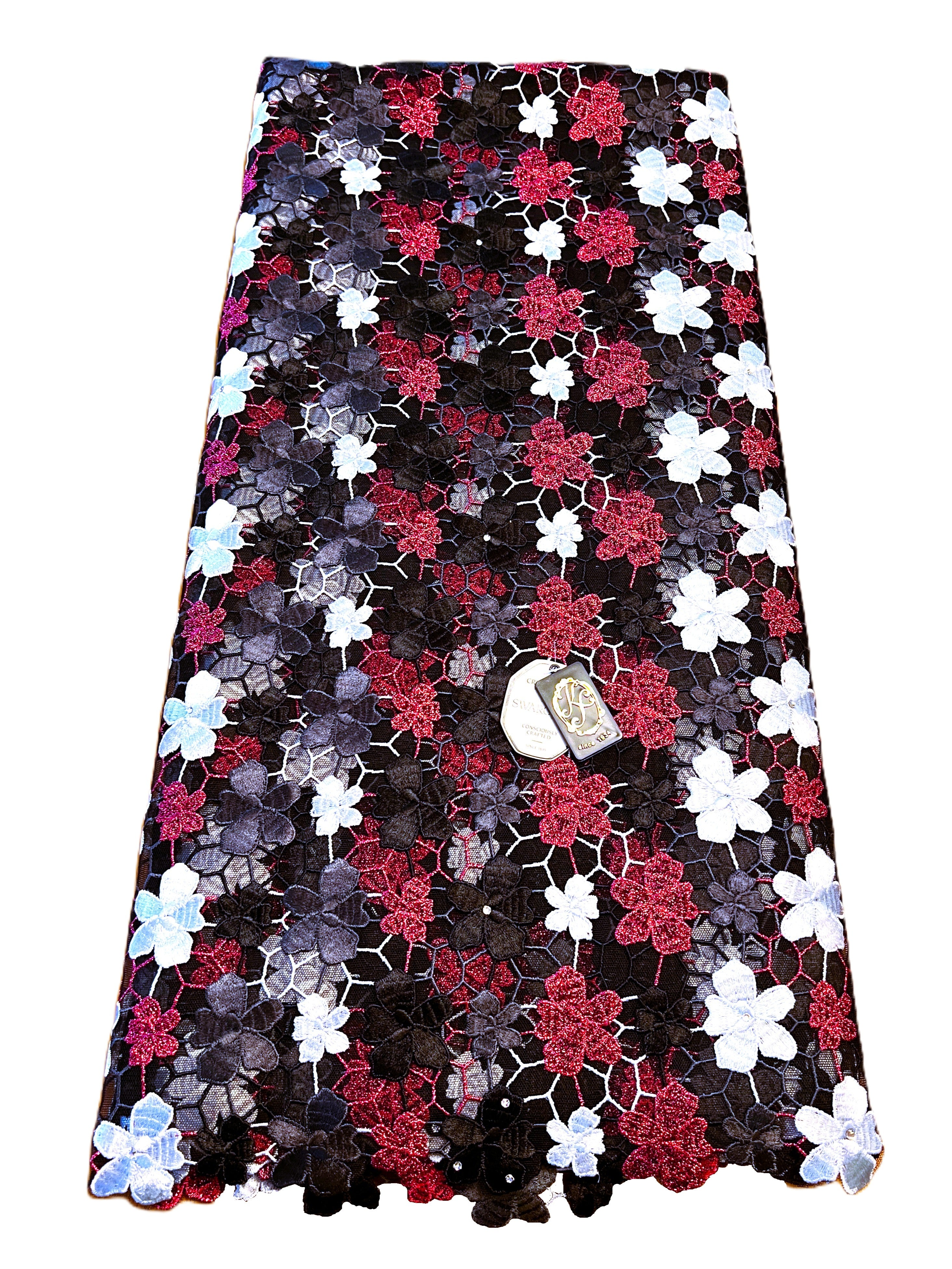9338N - Swiss Full Net Guipure Lace w/Swarovski