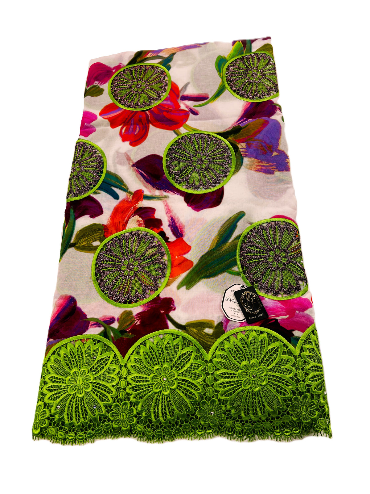 8103P Swiss Printed Voile Guipure w/Swarovski