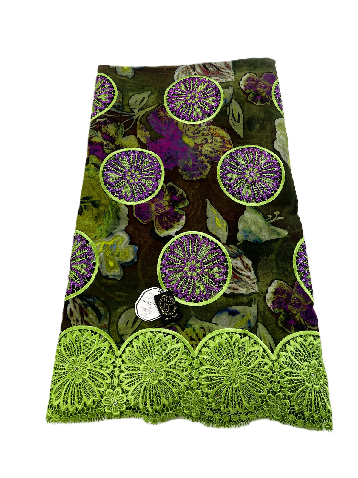 8103P Swiss Printed Voile Guipure w/Swarovski