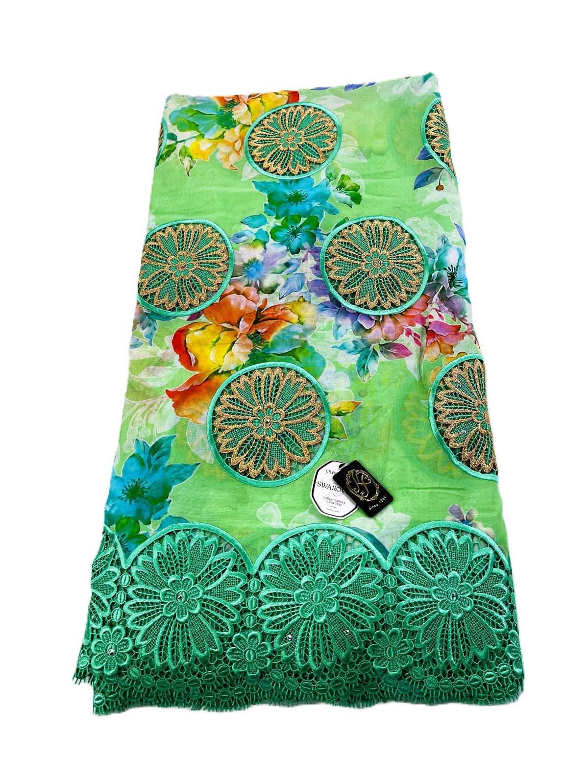 8103P Swiss Printed Voile Guipure w/Swarovski