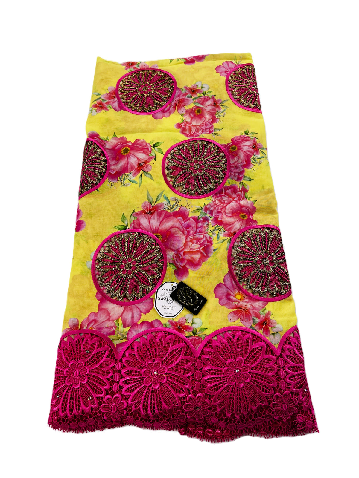 8103P Swiss Printed Voile Guipure w/Swarovski