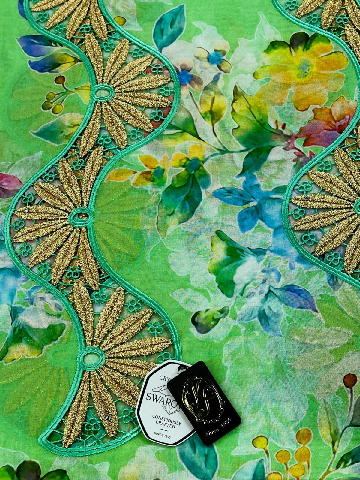 8104P Swiss Printed Voile Guipure w/Swarovski
