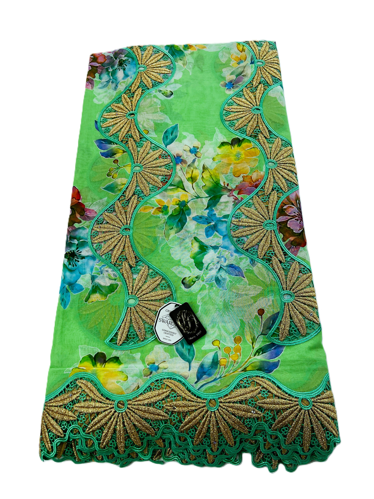 8104P Swiss Printed Voile Guipure w/Swarovski