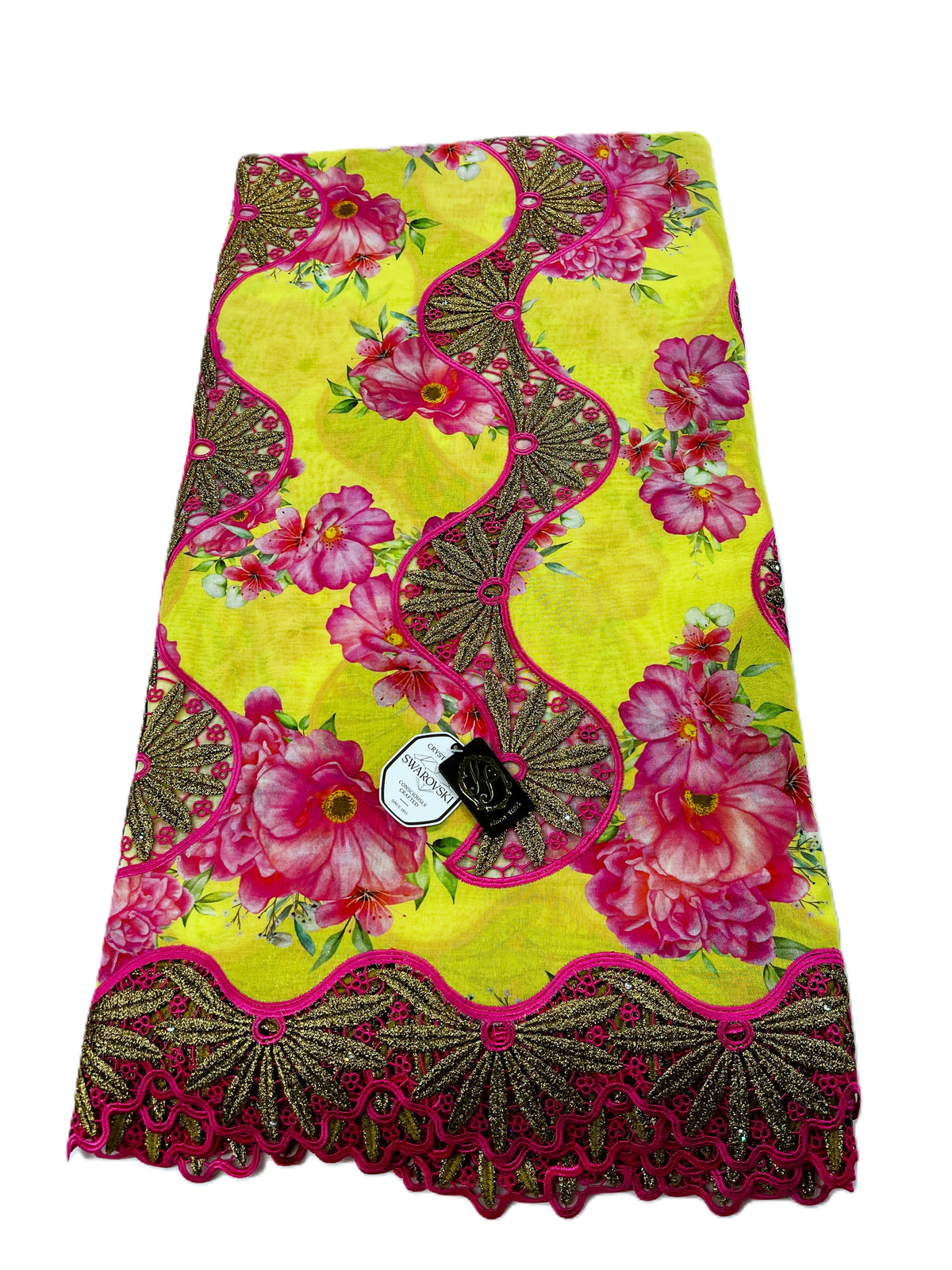 8104P Swiss Printed Voile Guipure w/Swarovski