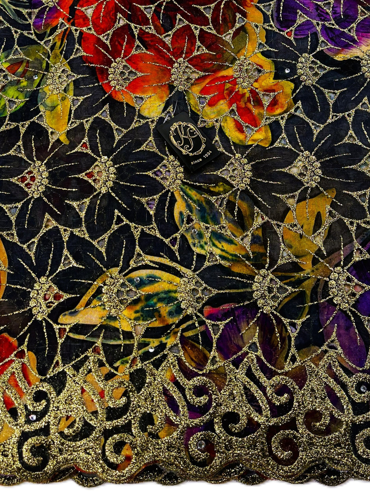 8200 Swiss Printed Voile Allover w/Swarovski