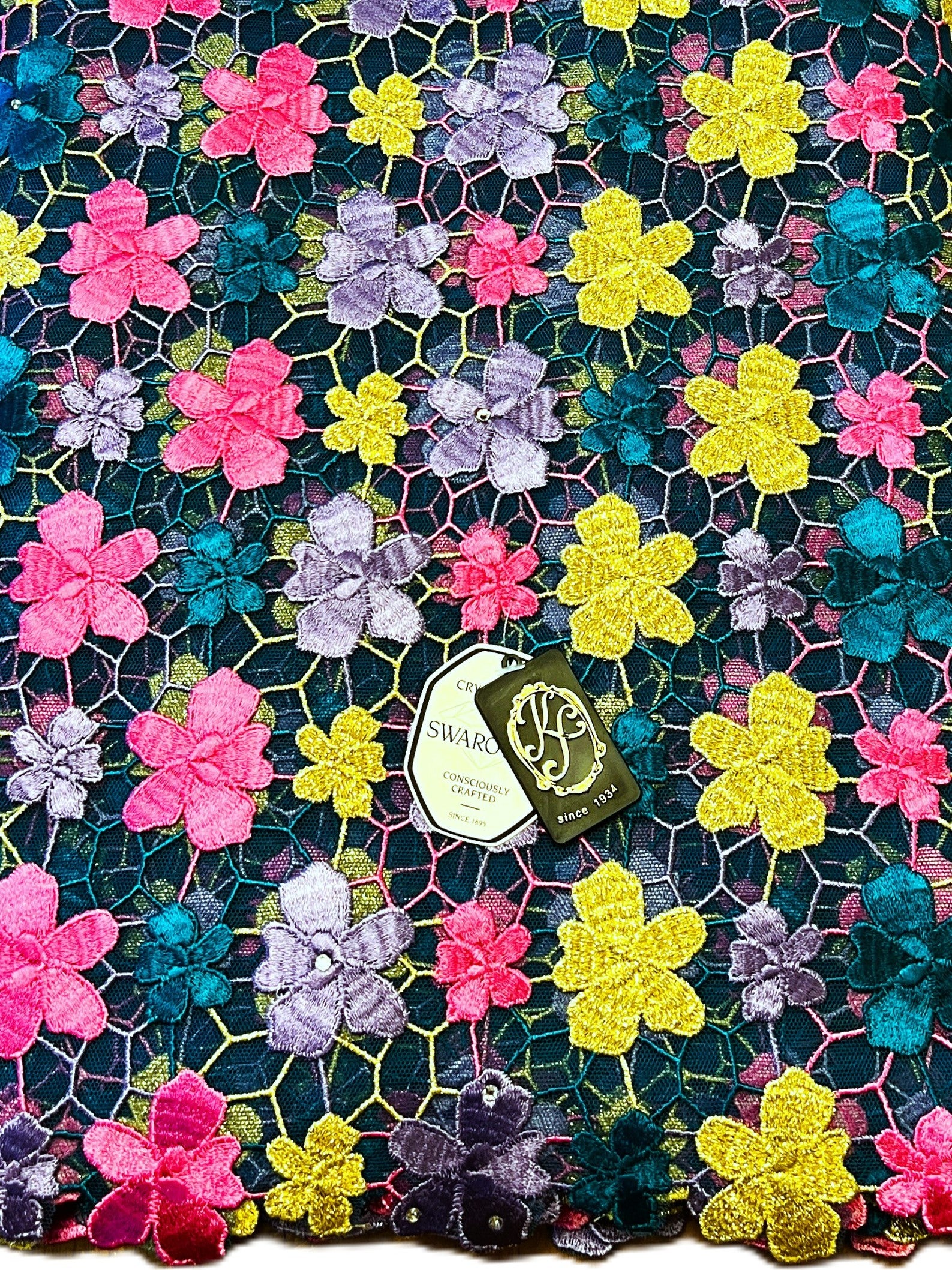 9338N - Swiss Full Net Guipure Lace w/Swarovski