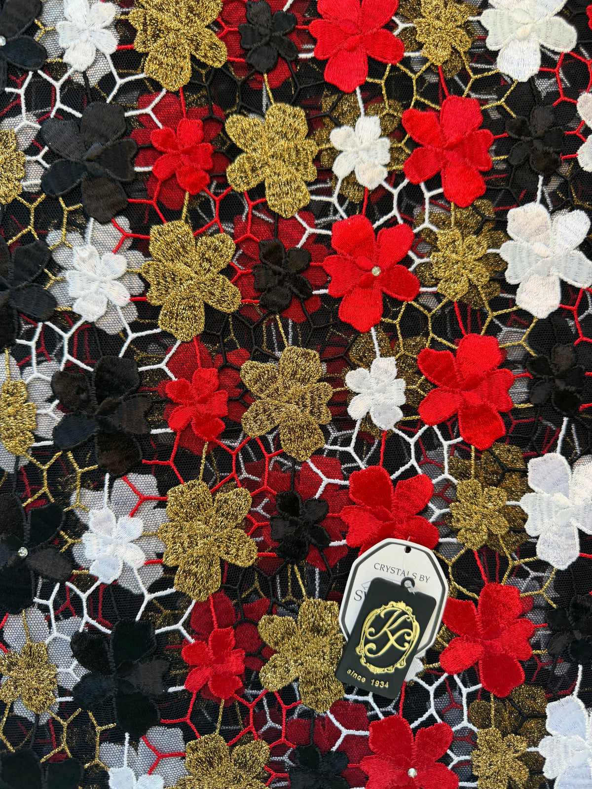 9338N Swiss Full Net Guipure Lace w/Swarovski