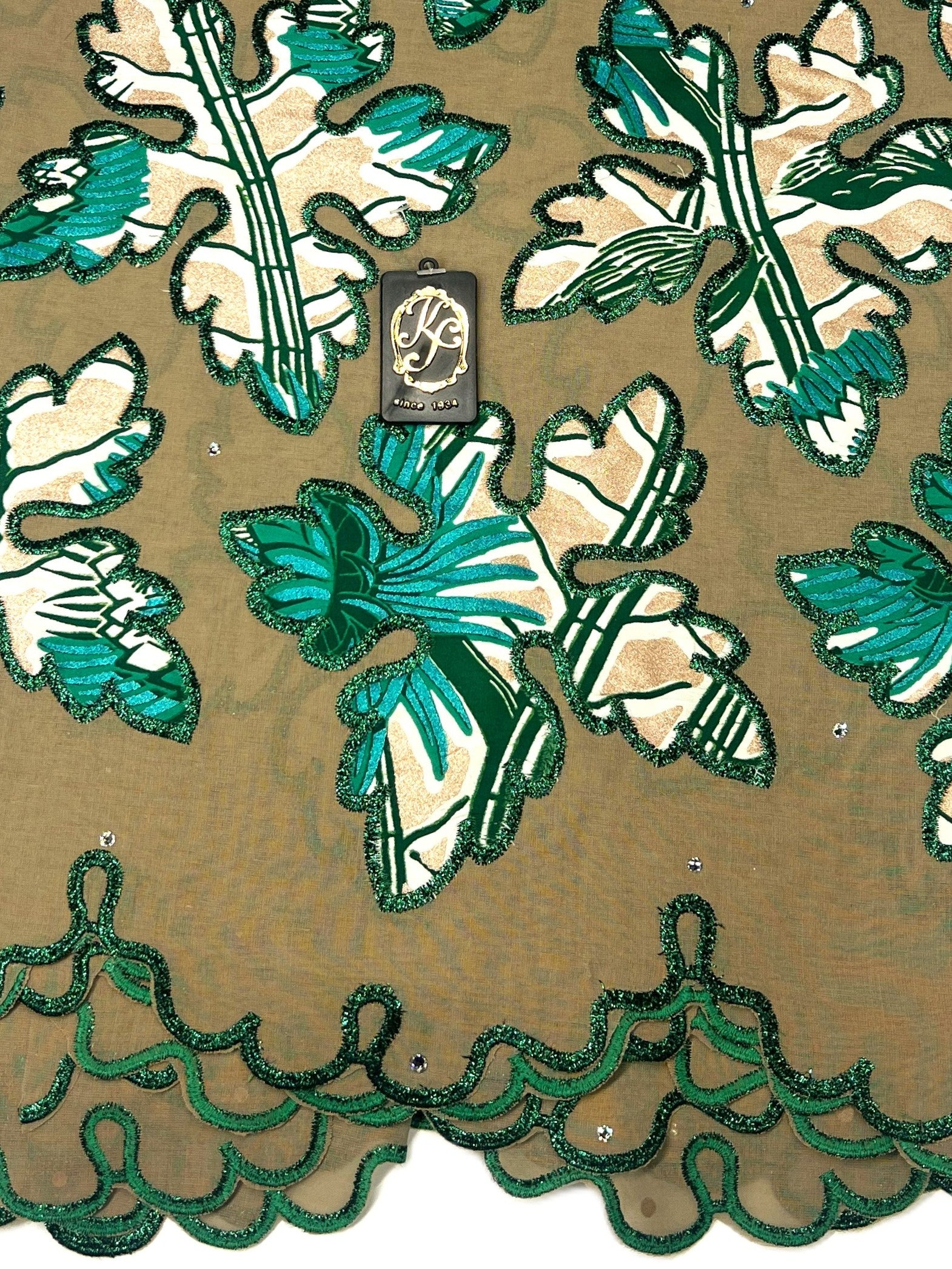 7470W – Swiss Vlisco Printed Wax Voile w/Swarovski and Double Borders