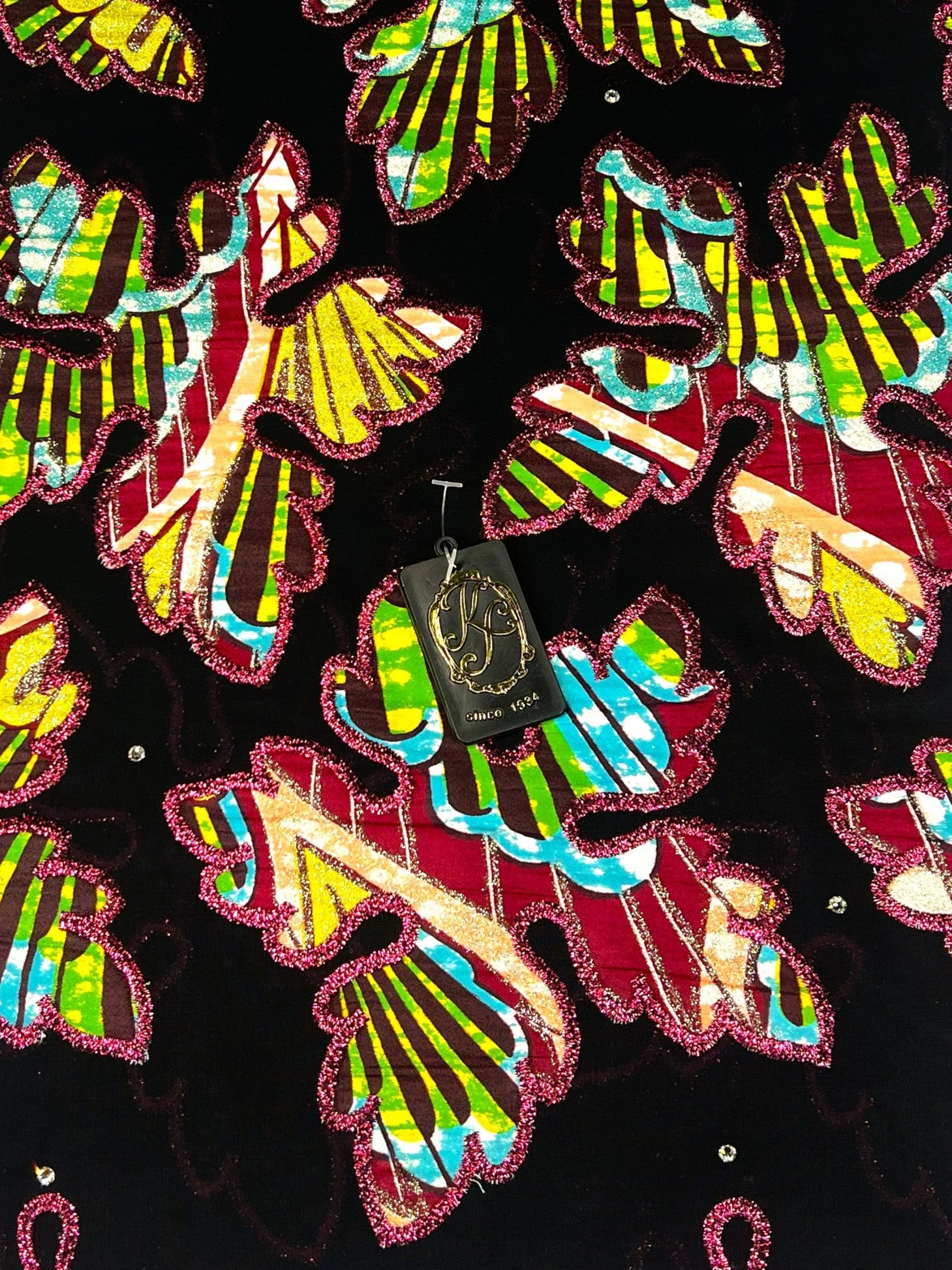 7470W – Swiss Vlisco Printed Wax Voile w/Swarovski and Double Borders