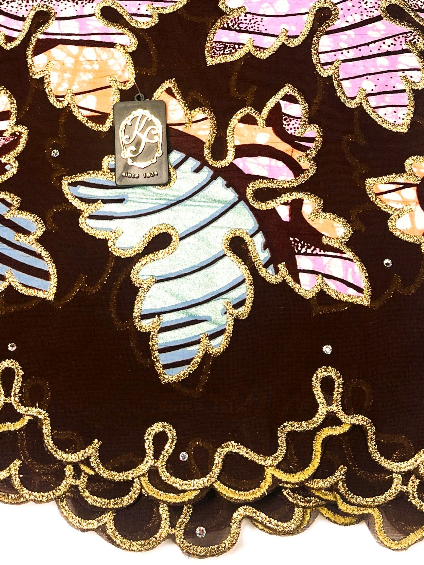 7470W – Swiss Vlisco Printed Wax Voile w/Swarovski and Double Borders