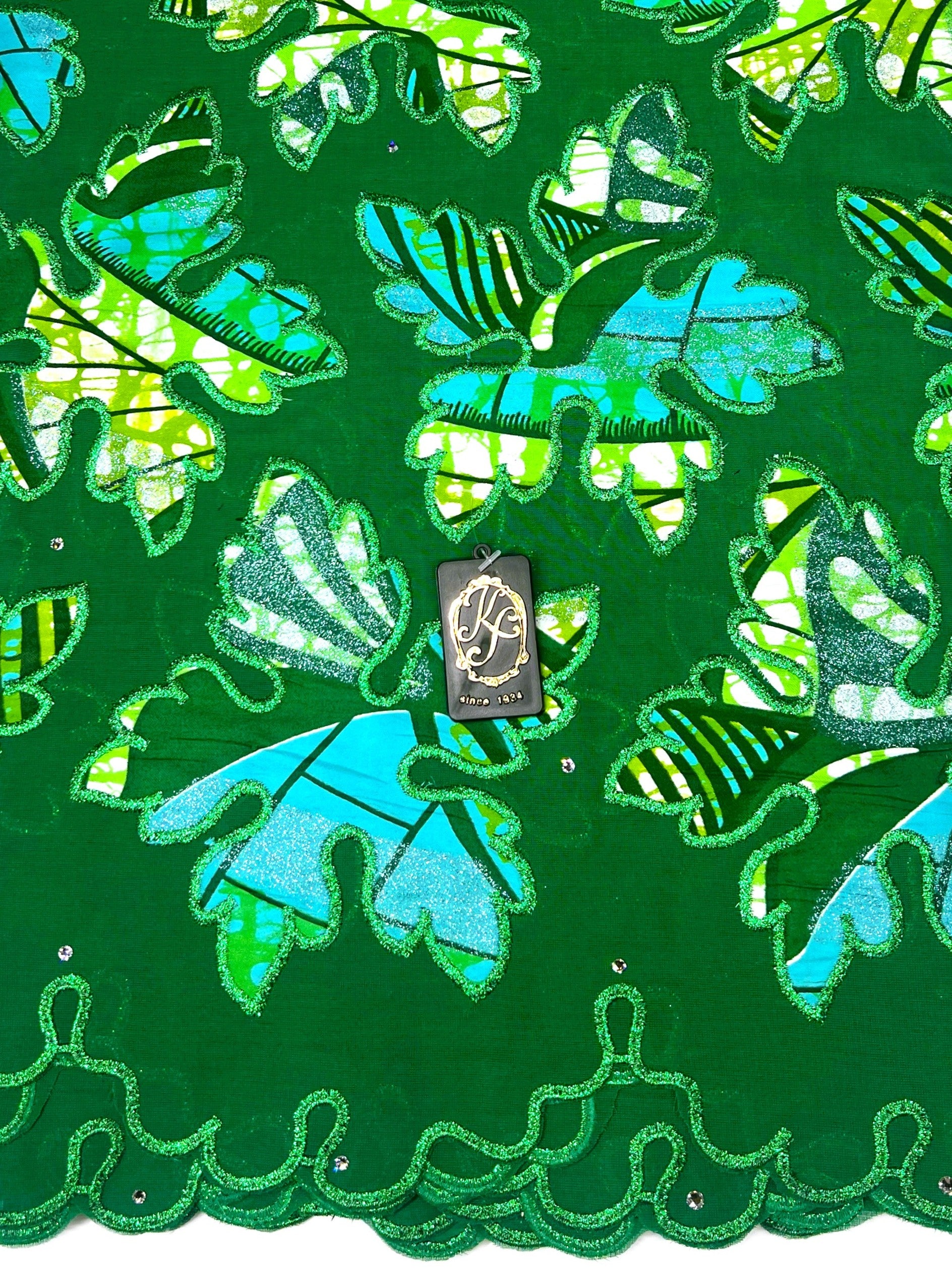 7470W – Swiss Vlisco Printed Wax Voile w/Swarovski and Double Borders