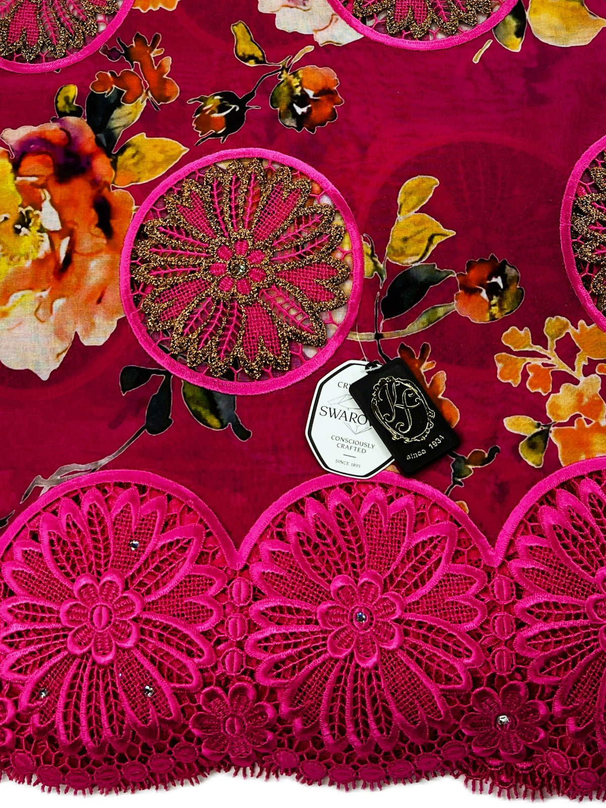 8103P Swiss Printed Voile Guipure w/Swarovski