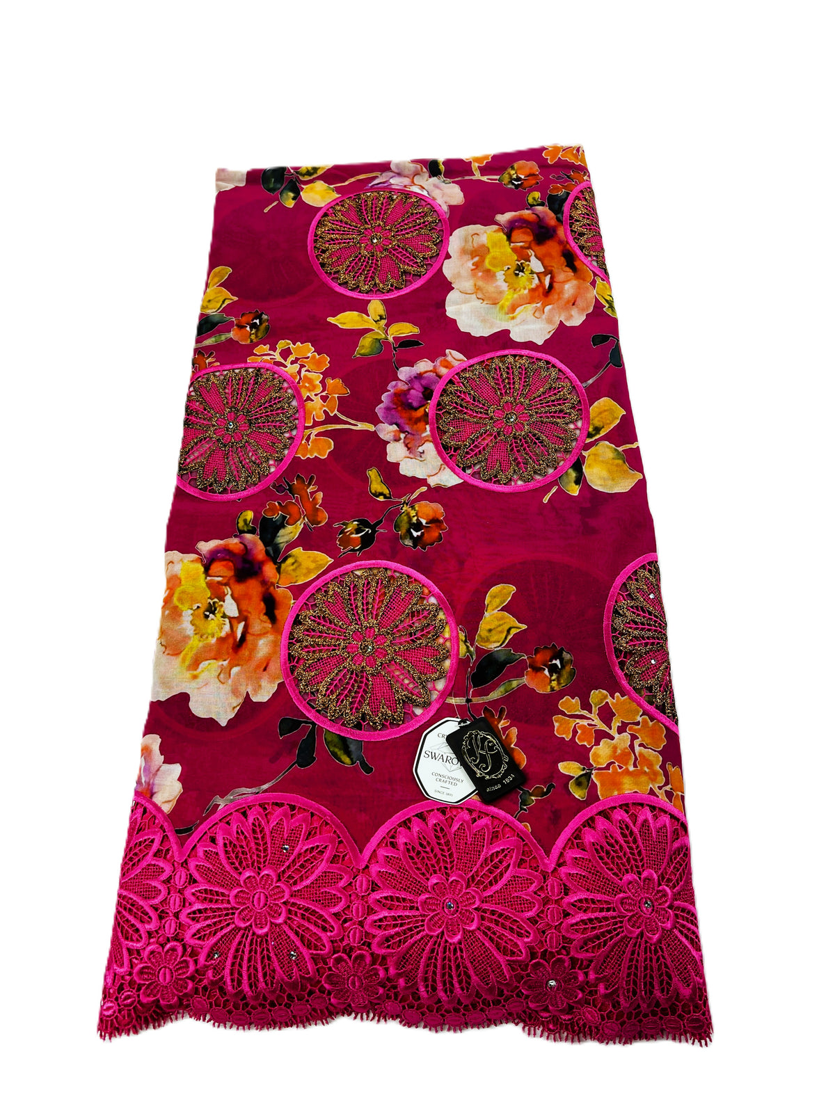 8103P Swiss Printed Voile Guipure w/Swarovski