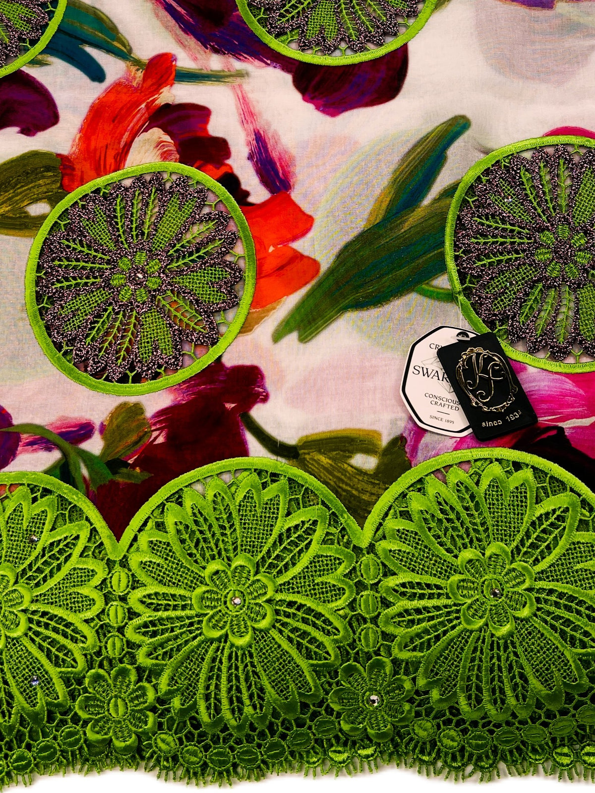 8103P Swiss Printed Voile Guipure w/Swarovski