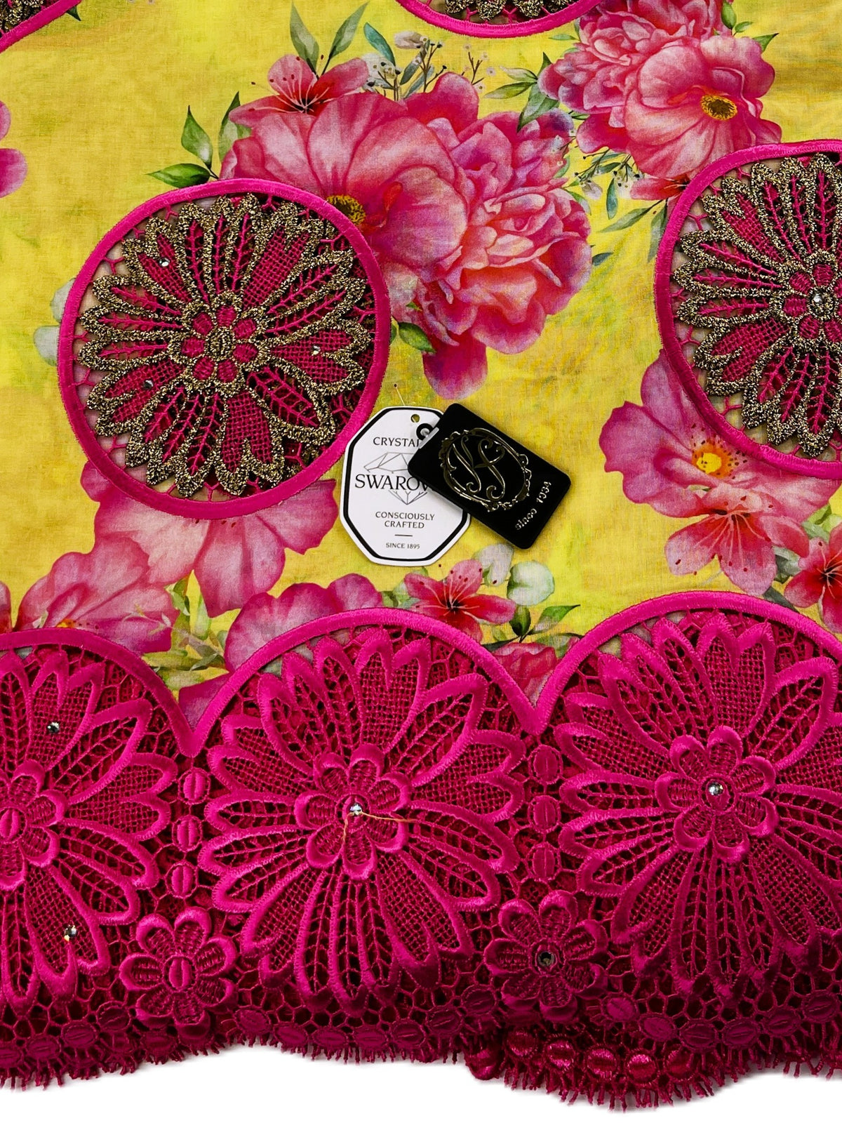 8103P Swiss Printed Voile Guipure w/Swarovski