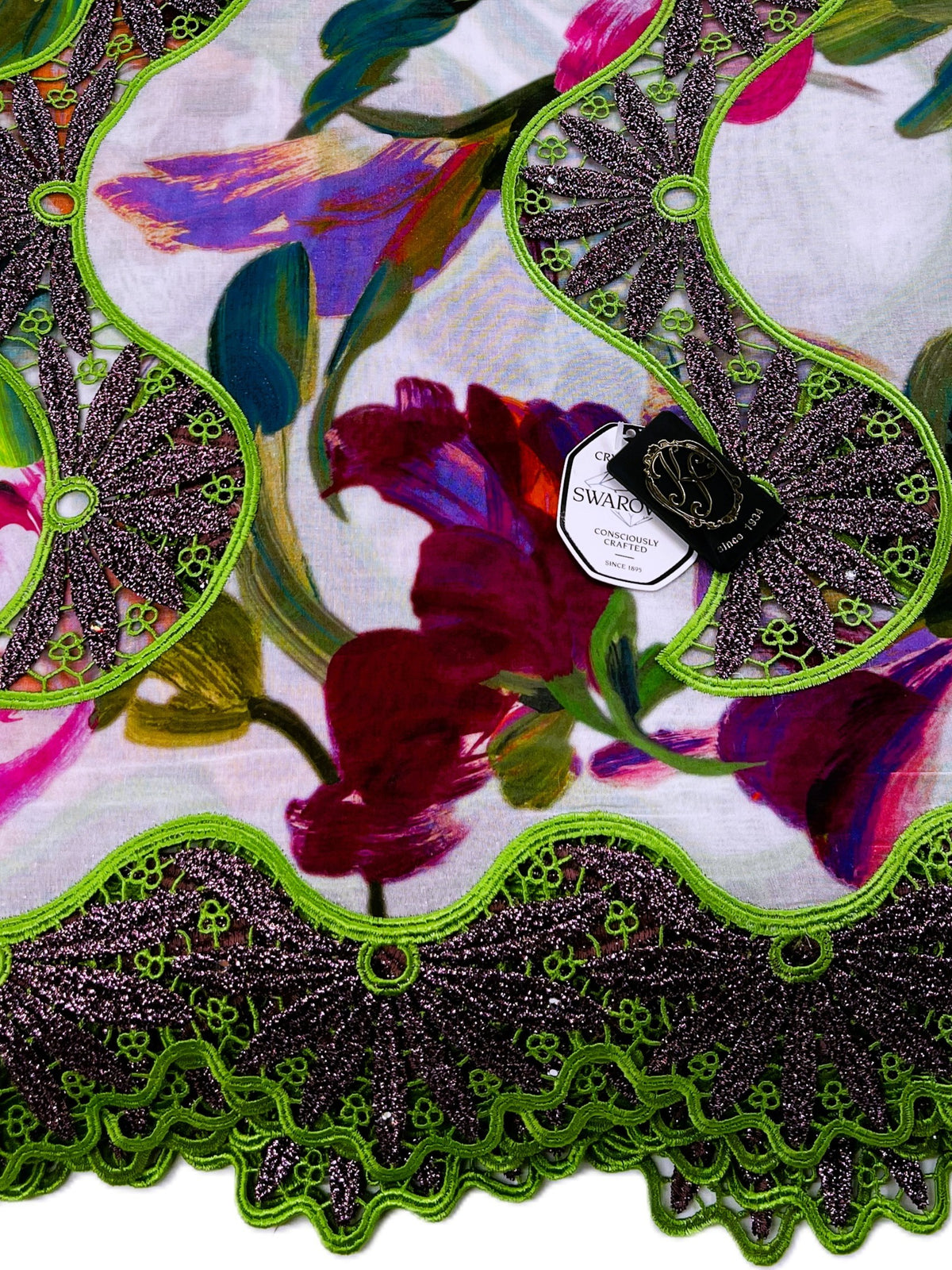 8104P Swiss Printed Voile Guipure w/Swarovski
