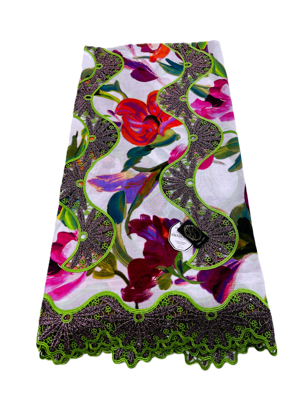 8104P Swiss Printed Voile Guipure w/Swarovski