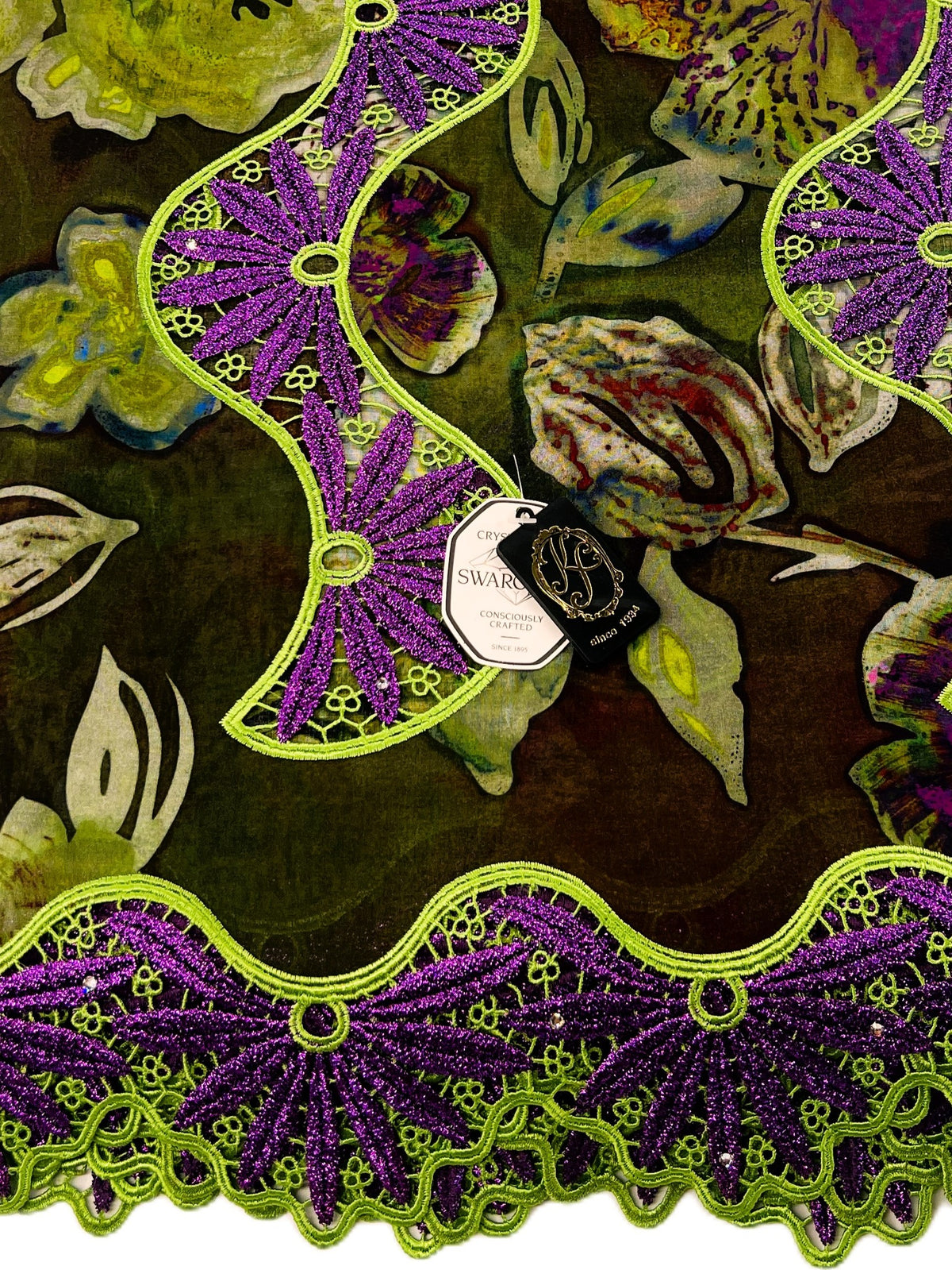 8104P Swiss Printed Voile Guipure w/Swarovski