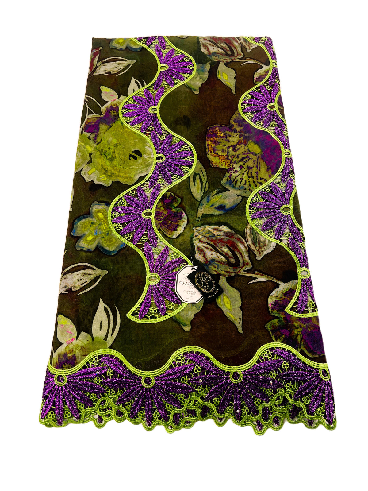8104P Swiss Printed Voile Guipure w/Swarovski