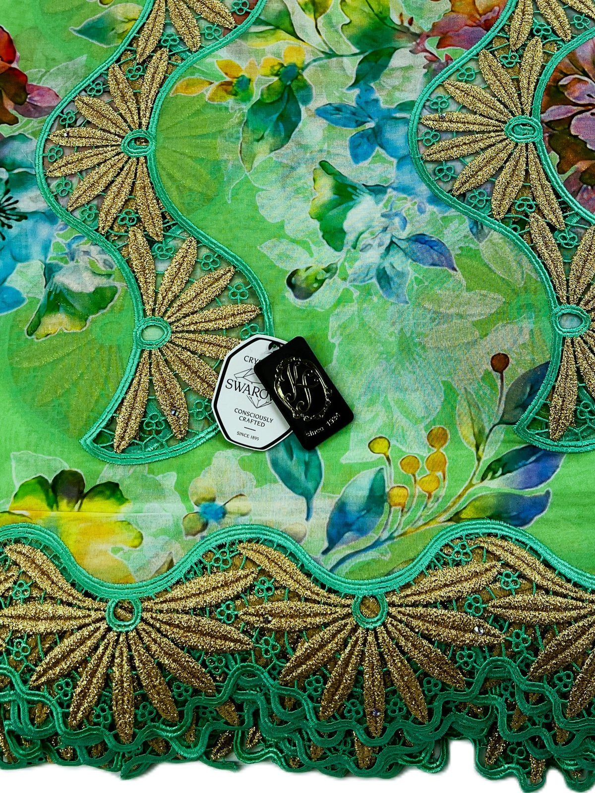 8104P Swiss Printed Voile Guipure w/Swarovski