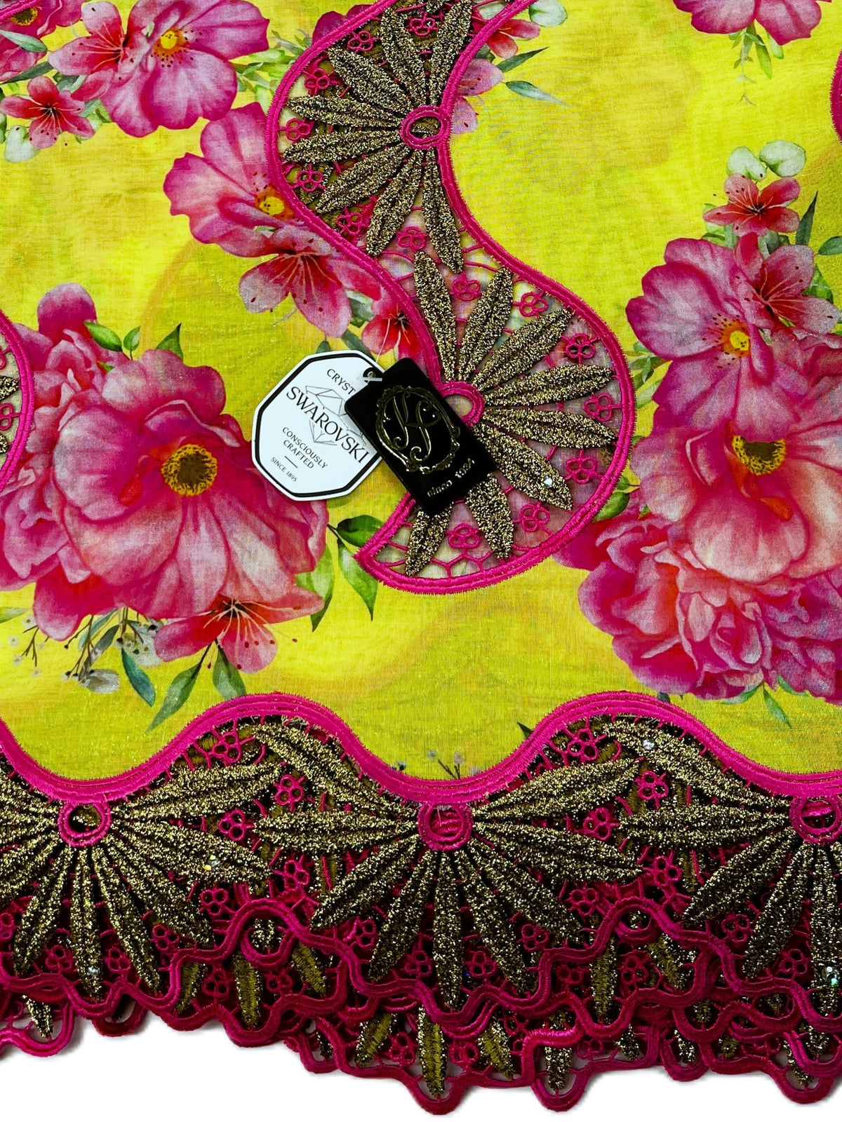 8104P Swiss Printed Voile Guipure w/Swarovski