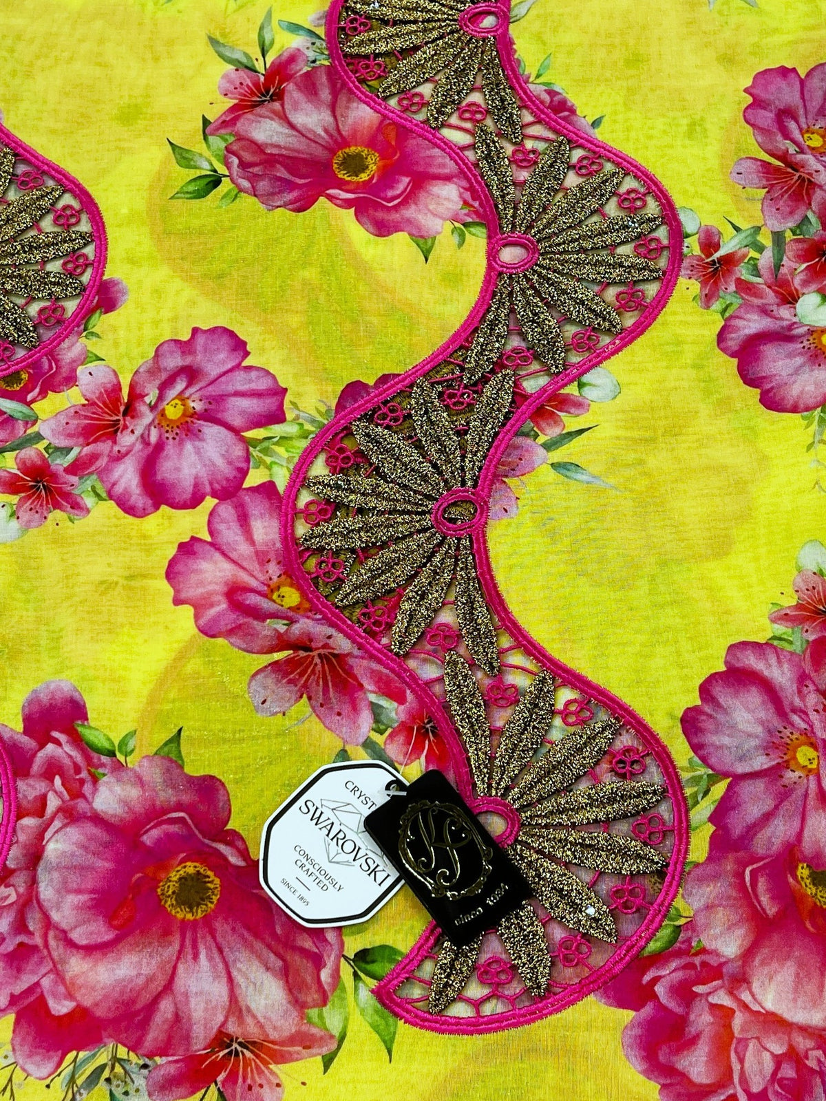 8104P Swiss Printed Voile Guipure w/Swarovski