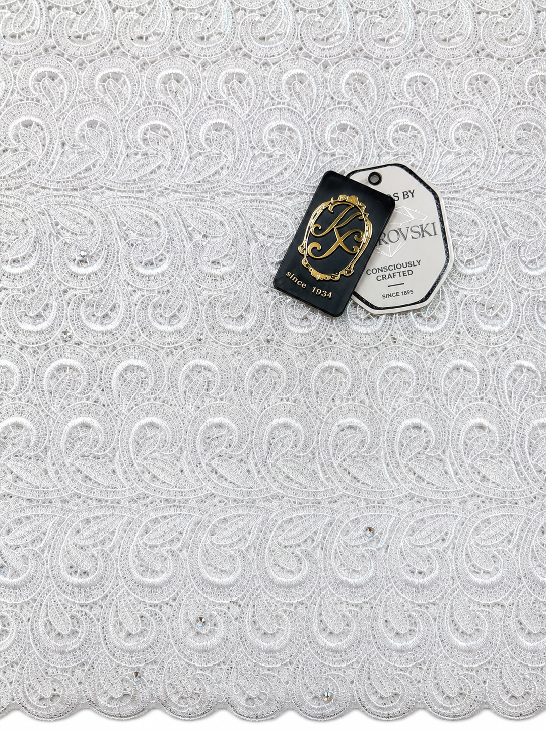 8212FL  Swiss Lurex Guipure Lace w/Swarovski