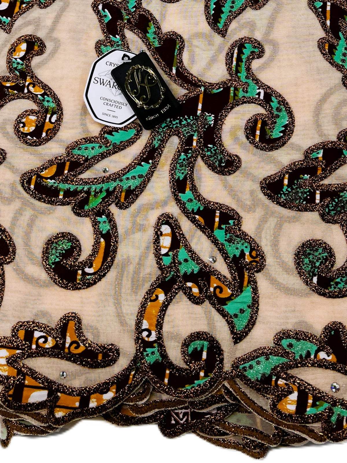 7394W – Swiss Vlisco Printed Wax Voile w/Swarovski and Double Borders