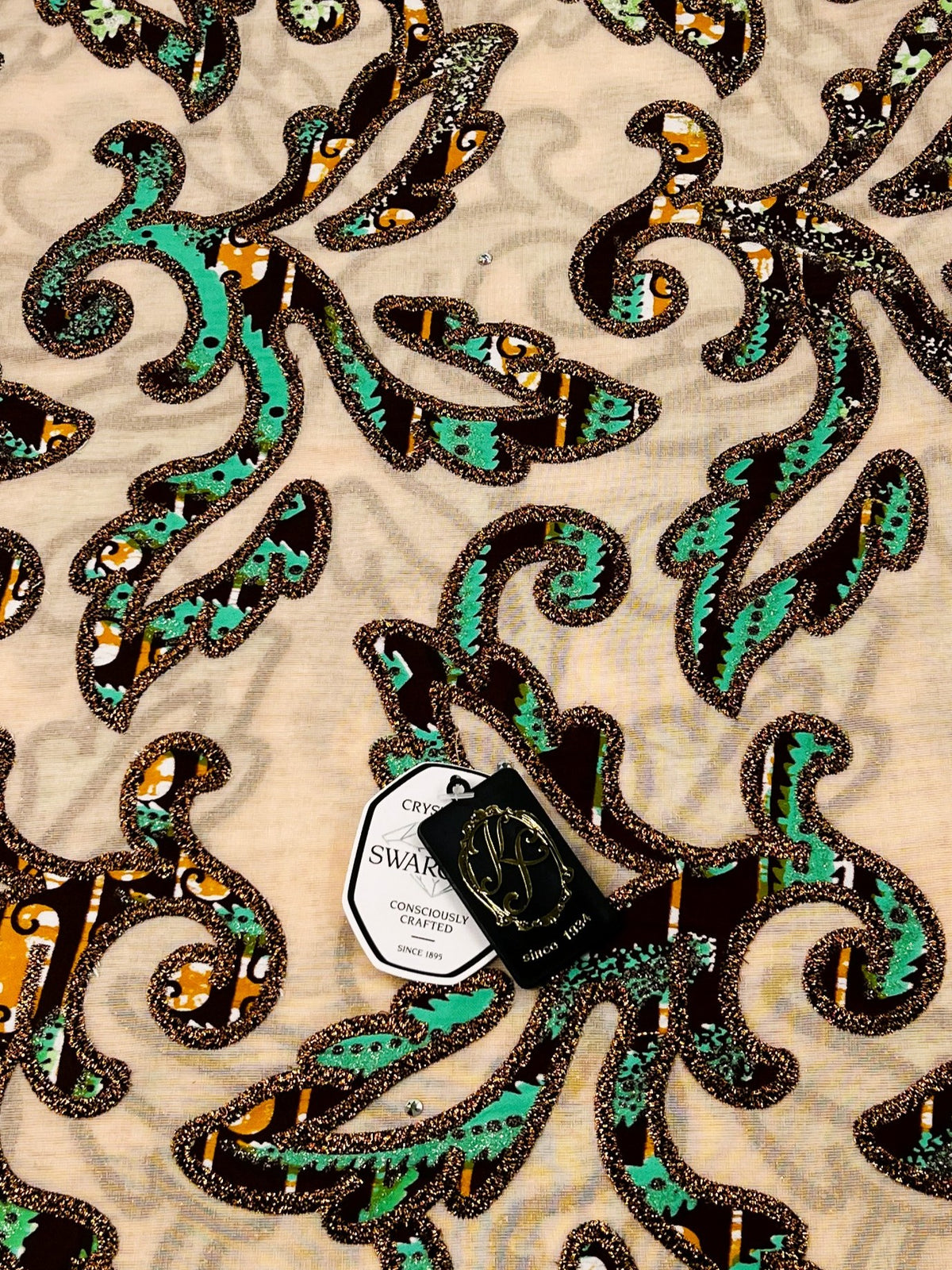 7394W – Swiss Vlisco Printed Wax Voile w/Swarovski and Double Borders