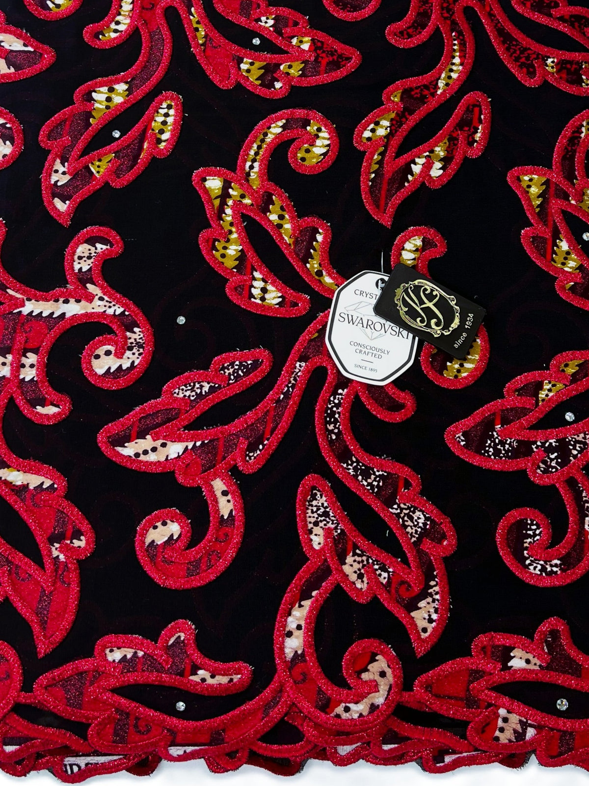 7394W – Swiss Vlisco Printed Wax Voile w/Swarovski and Double Borders