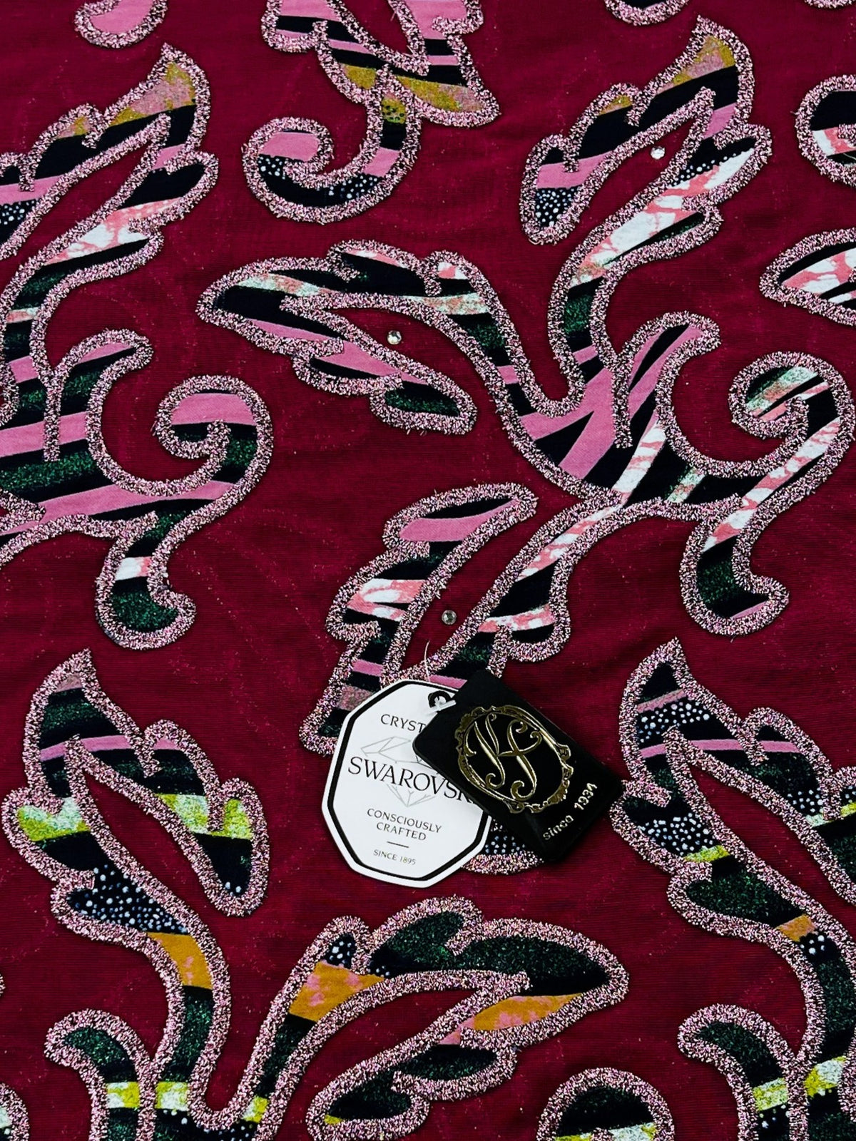 7394W – Swiss Vlisco Printed Wax Voile w/Swarovski and Double Borders