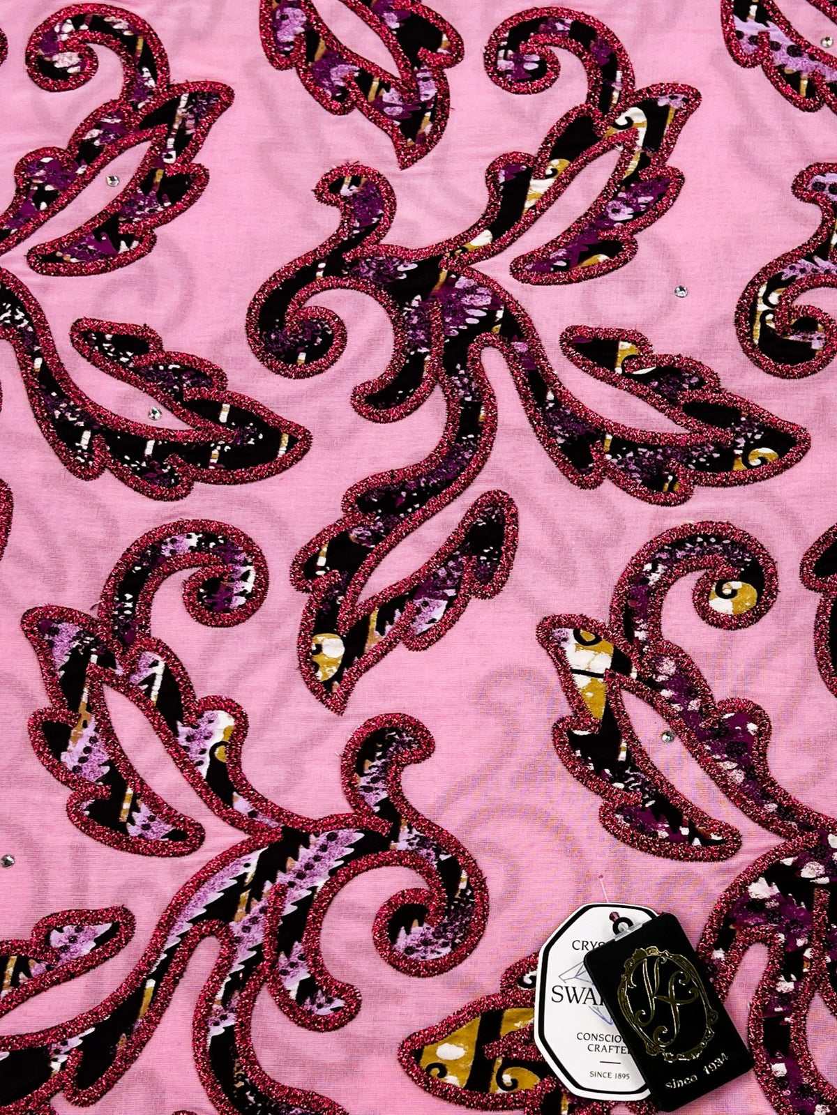 7394W – Swiss Vlisco Printed Wax Voile w/Swarovski and Double Borders