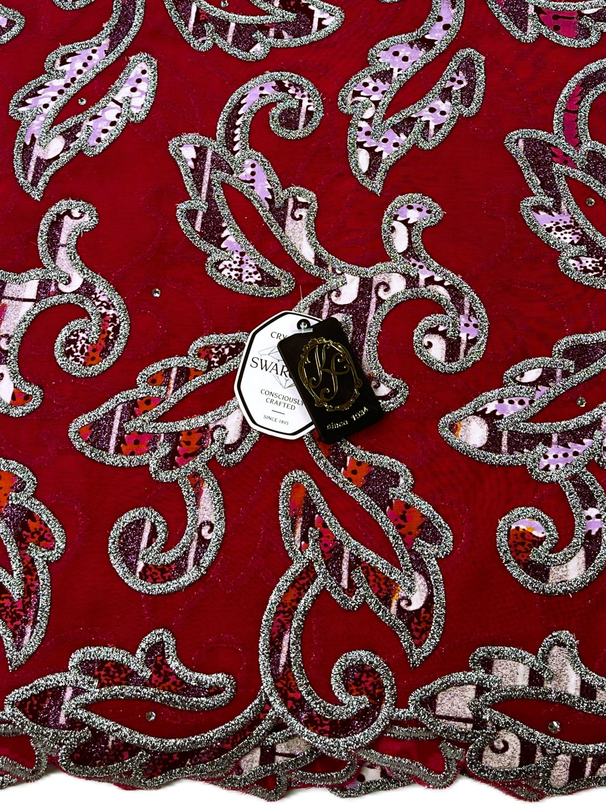 7394W – Swiss Vlisco Printed Wax Voile w/Swarovski and Double Borders